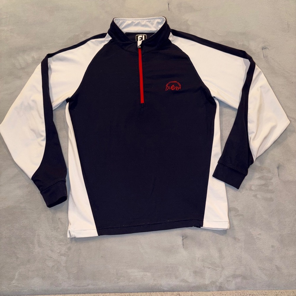 FootJoy Junior‎ Golf Pullover Navy White Quarter Zip CC of Louisiana Boys Large